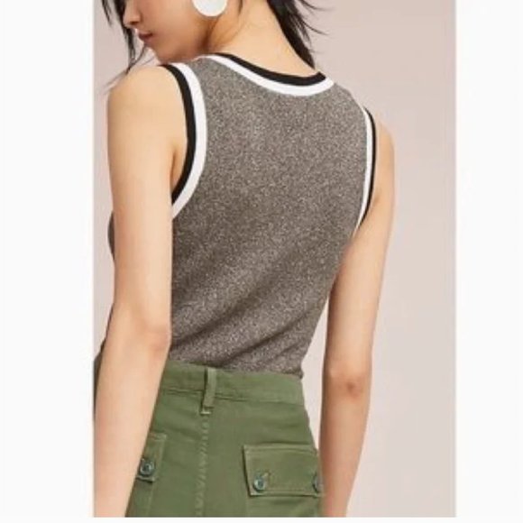 Moth Tops - Moth by Anthropologie Valeria Shine Tank Top Metallic Size XL